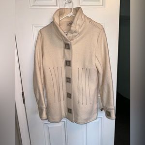 Icelandic Designs Cream Wool Coat with Ruffled Collar